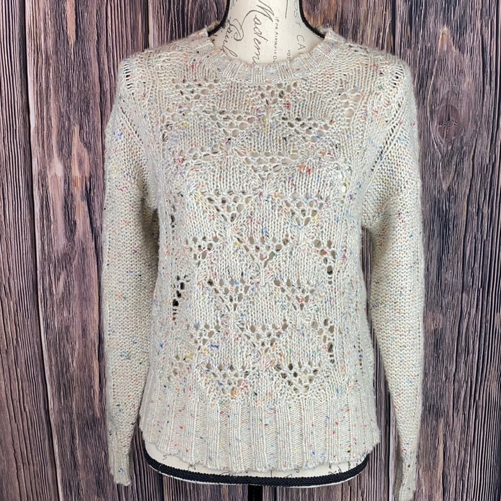 Women’s Lucky Brand Oatmeal Colored Crew Neck Knit Sweater- Size Medium